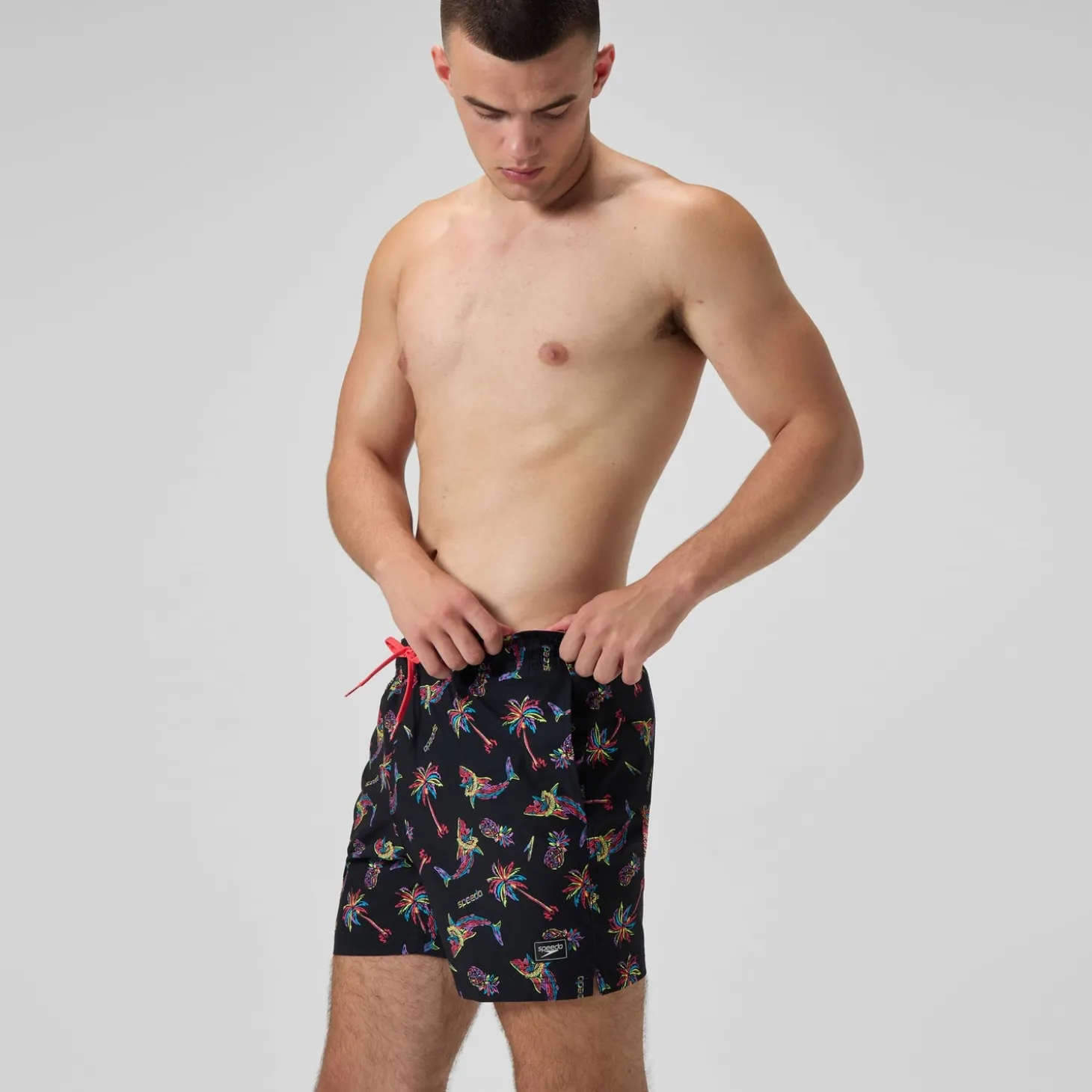 Short de bain Redondo Edge imprimé 40 cm, hommes, noir/orange