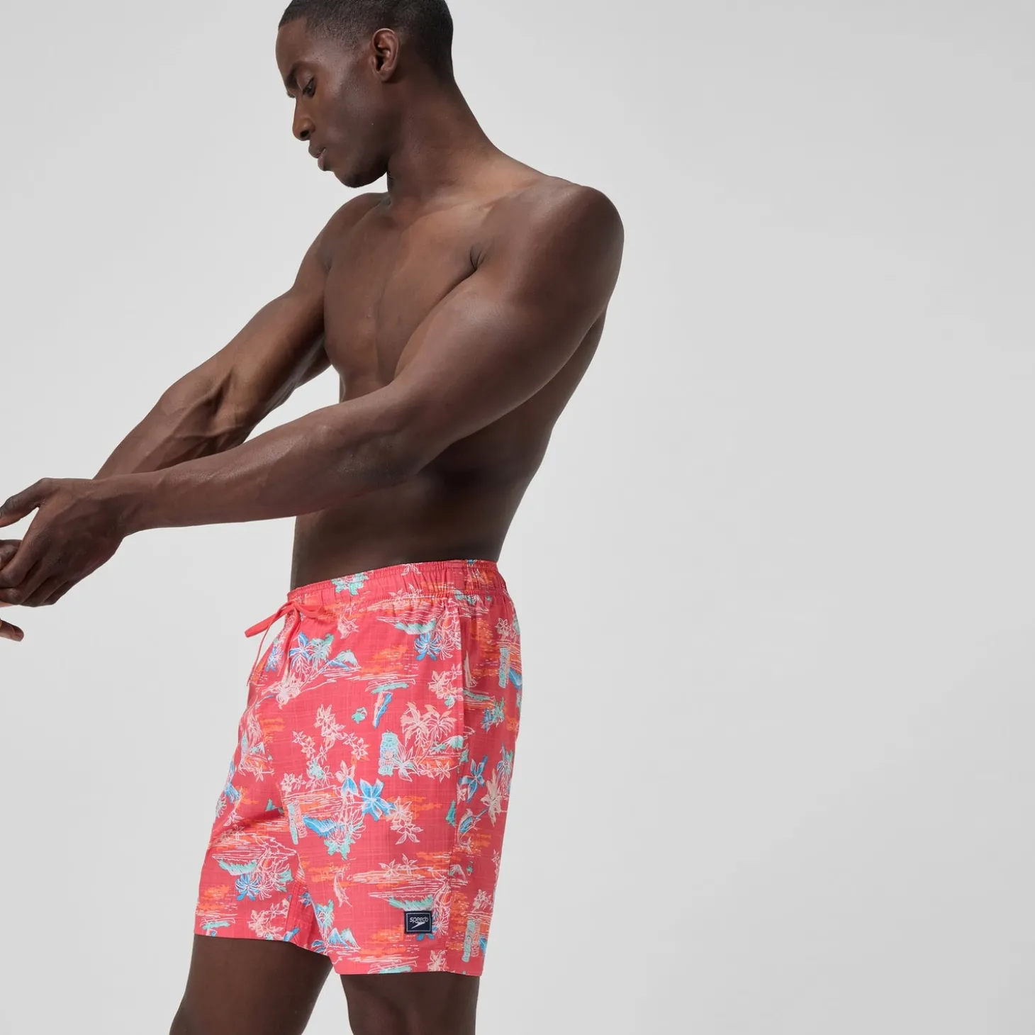 Short de bain Redondo Edge imprimé 45 cm, hommes, orange/bleu