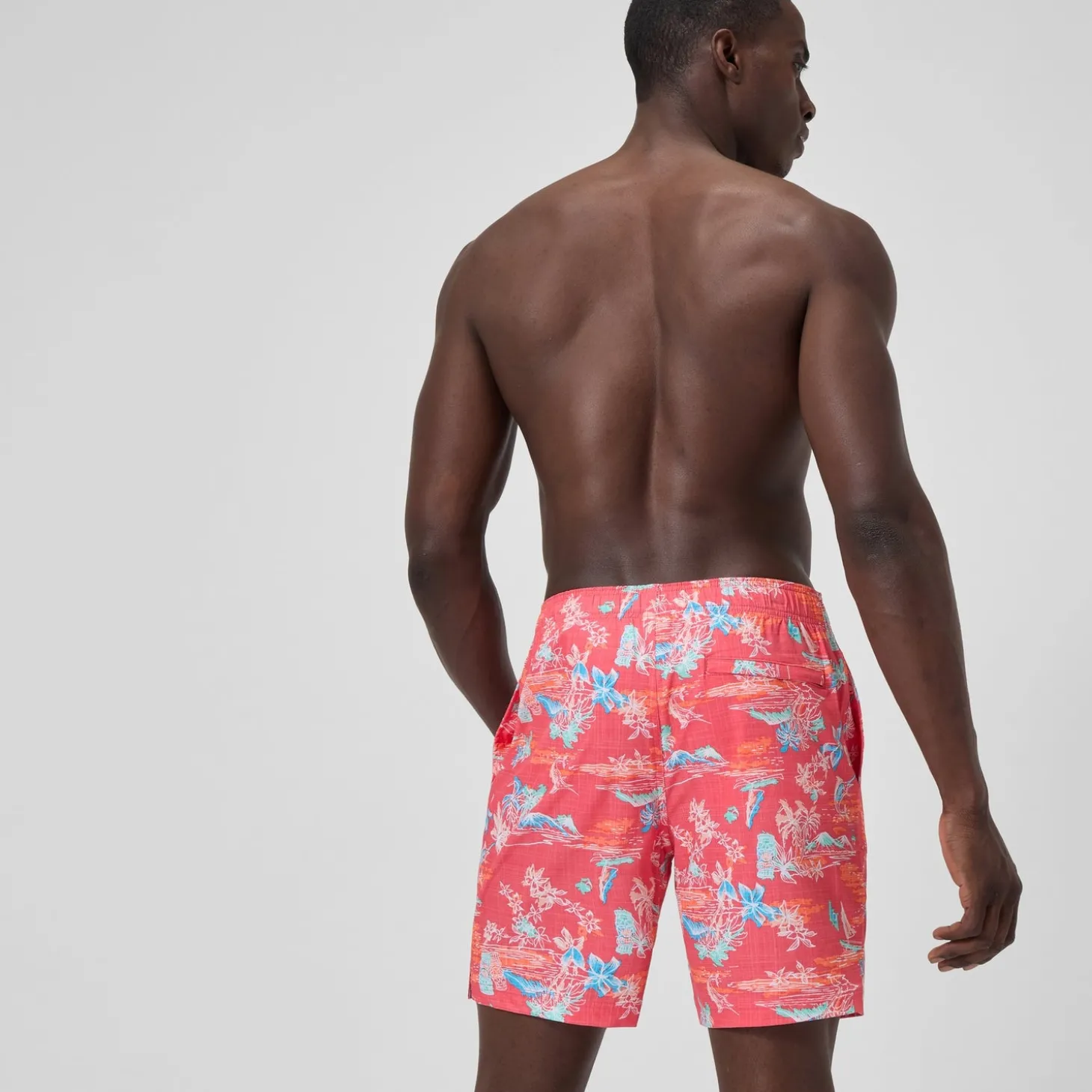 Short de bain Redondo Edge imprimé 45 cm, hommes, orange/bleu