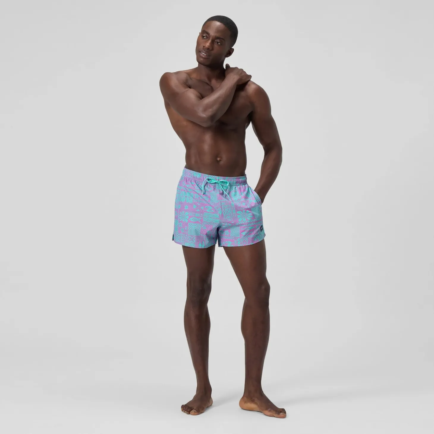 Short de bain Redondo Edge imprimé 35 cm, hommes, rose/bleu