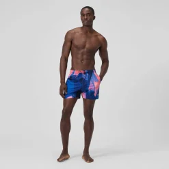 Short de bain Redondo Edge imprimé 40 cm, hommes, bleu/rose