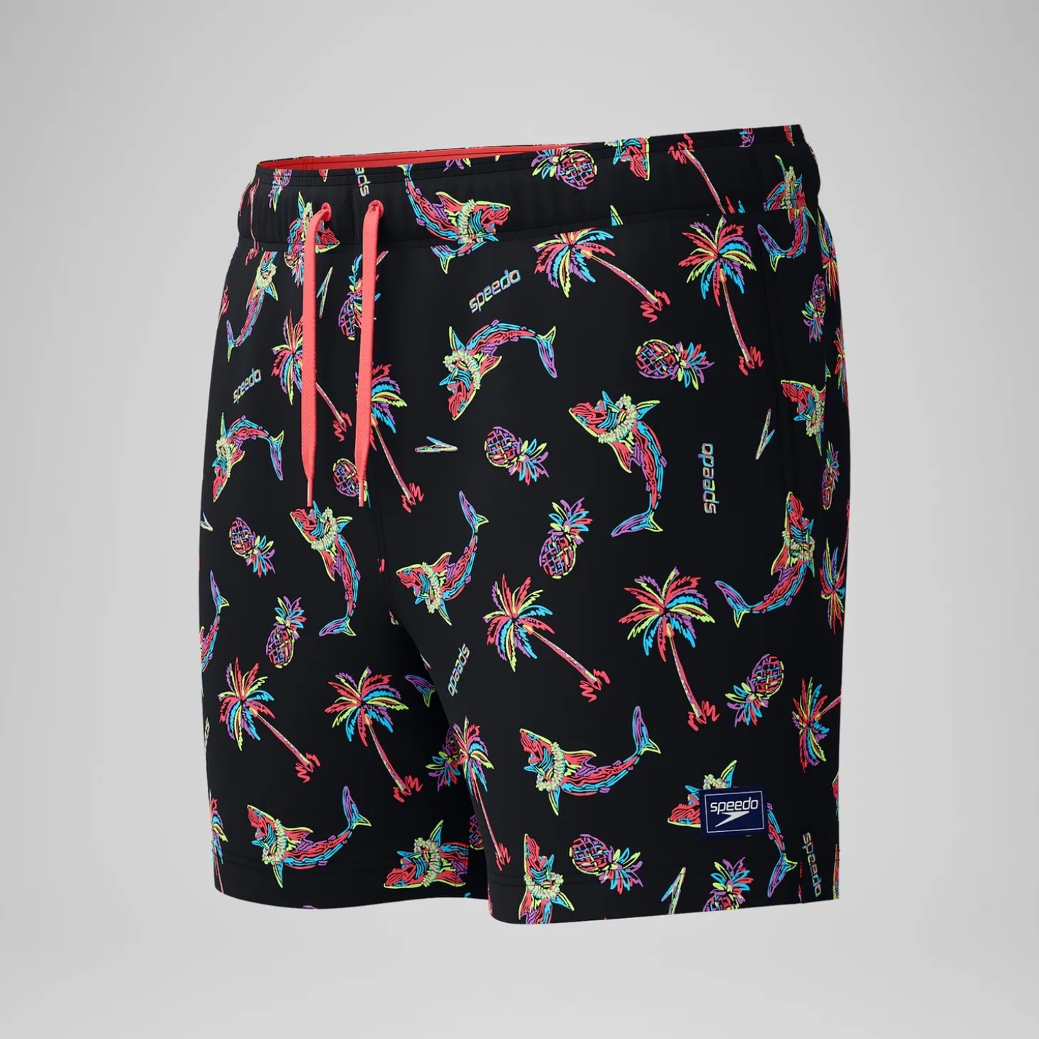 Short de bain Redondo Edge imprimé 40 cm, hommes, noir/orange