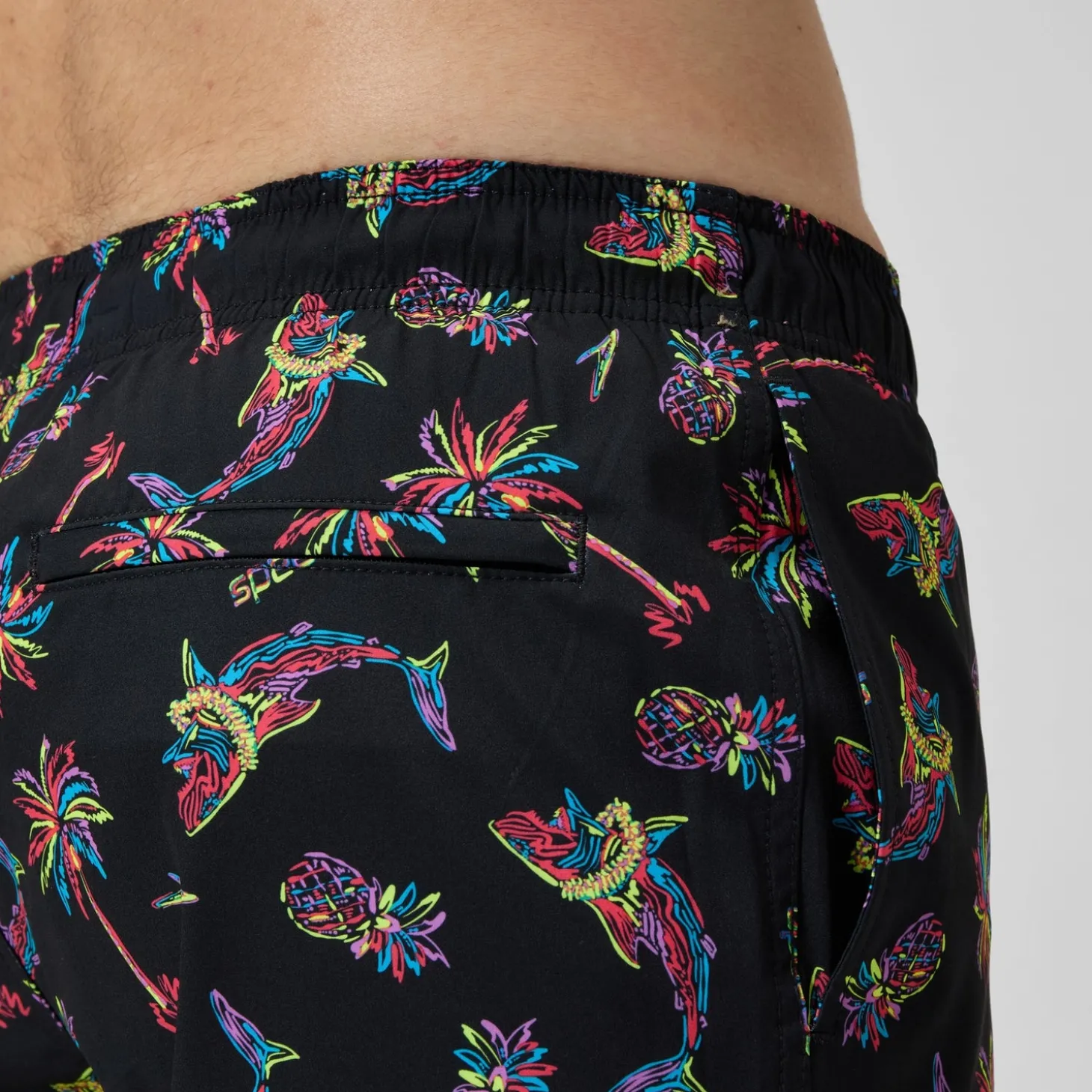Short de bain Redondo Edge imprimé 40 cm, hommes, noir/orange