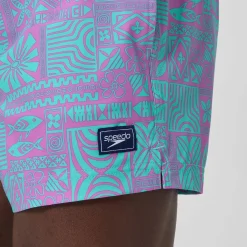 Short de bain Redondo Edge imprimé 35 cm, hommes, rose/bleu