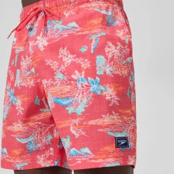 Short de bain Redondo Edge imprimé 45 cm, hommes, orange/bleu