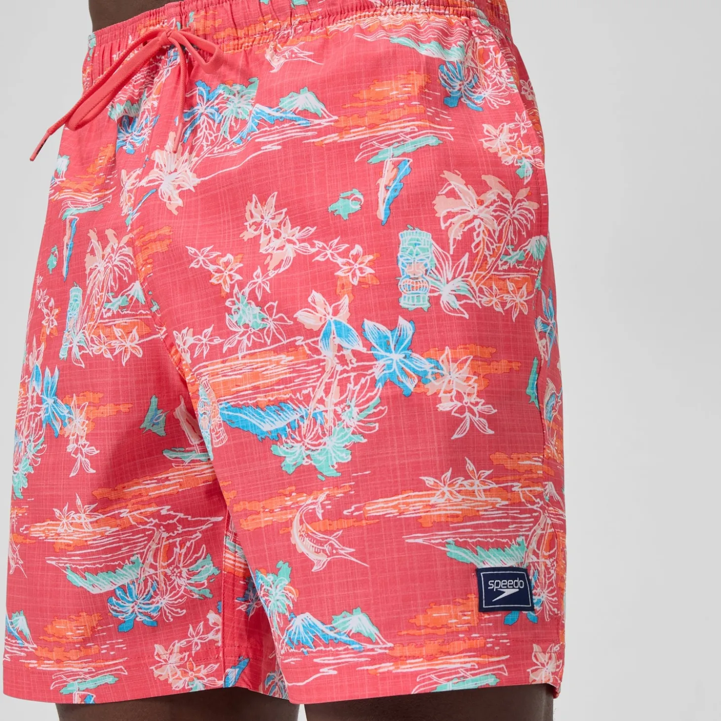 Short de bain Redondo Edge imprimé 45 cm, hommes, orange/bleu