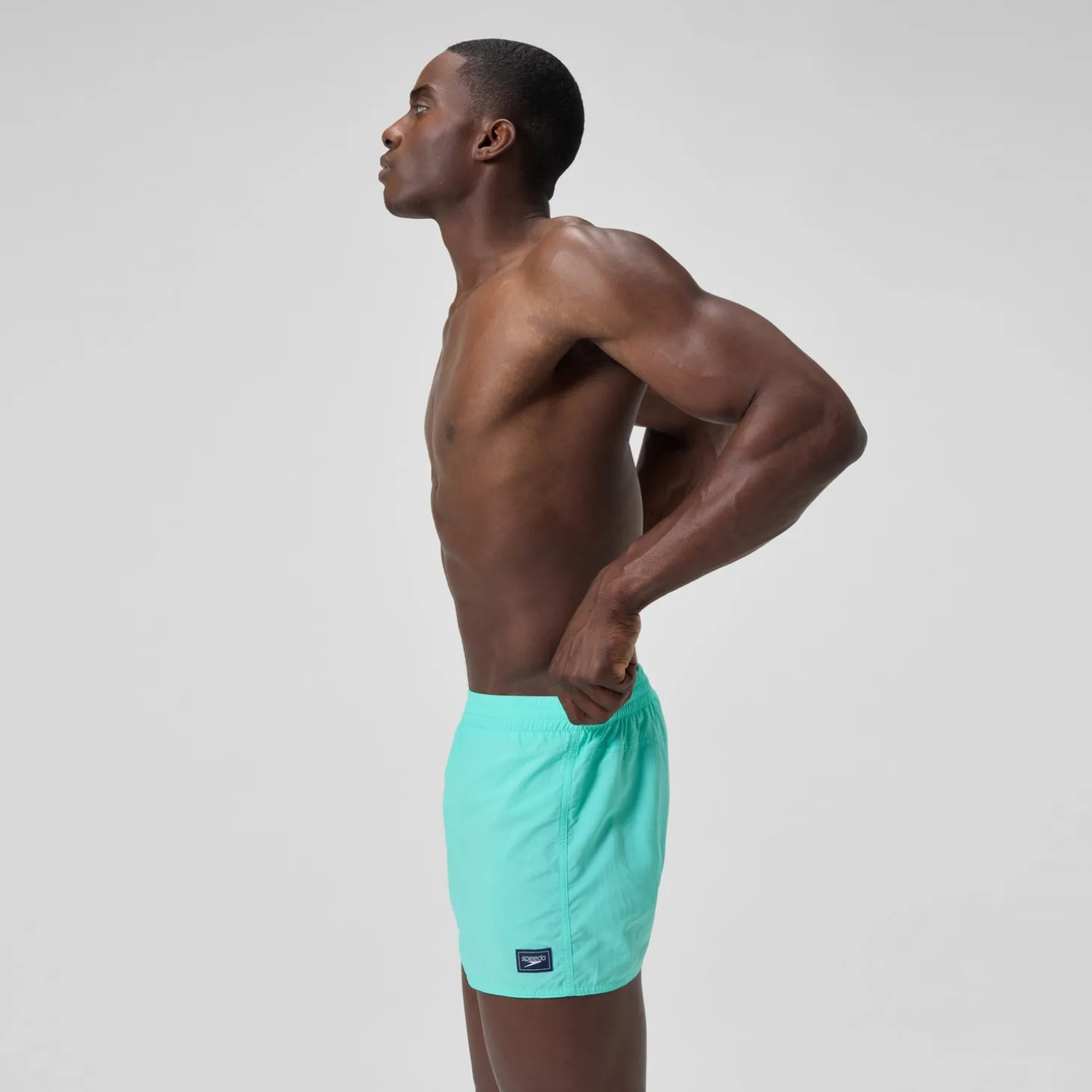 Short de bain Retro uni 33 cm, hommes, turquoise