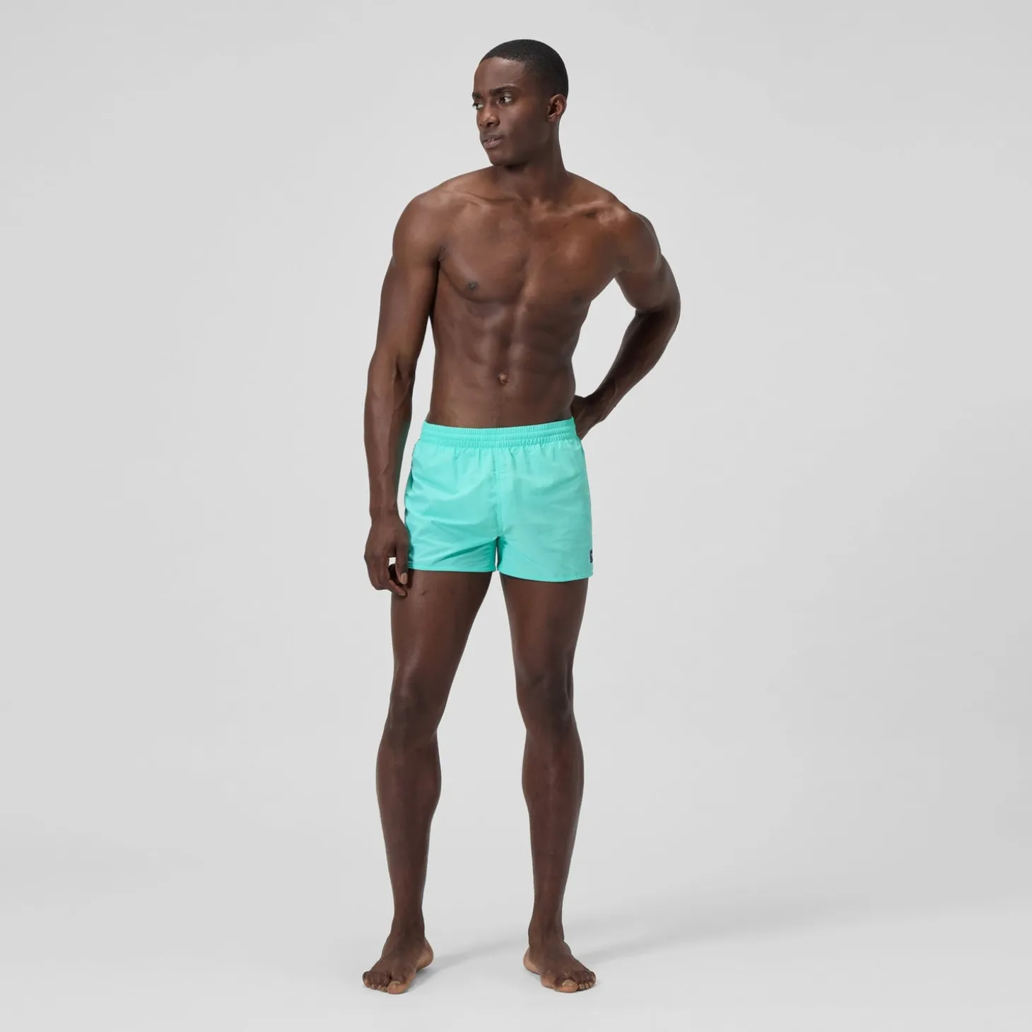 Short de bain Retro uni 33 cm, hommes, turquoise
