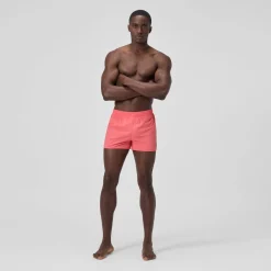 Short de bain Retro uni 33 cm, hommes, corail