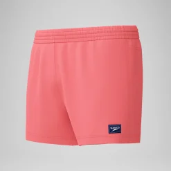 Short de bain Retro uni 33 cm, hommes, corail