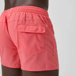 Short de bain Retro uni 33 cm, hommes, corail