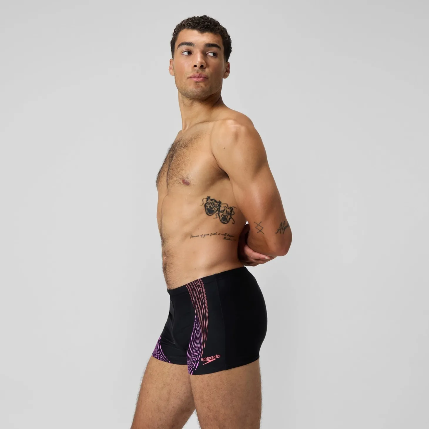 Shorts de bain homme imprimé Duo Logo noir/orange