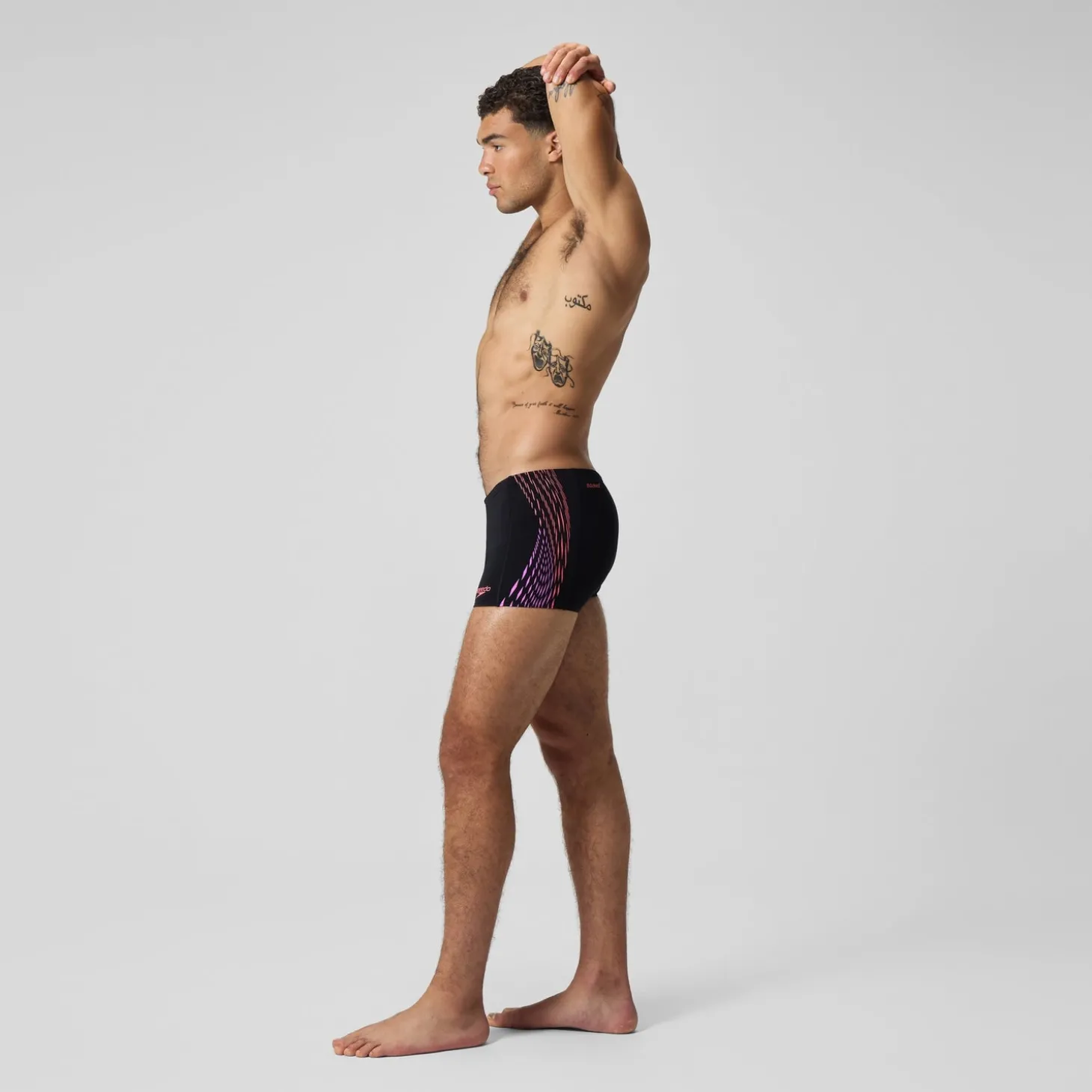 Shorts de bain homme Tech Panel noir/orange