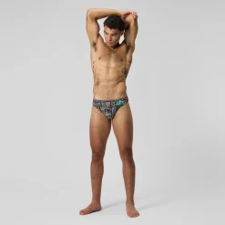 Slip Beachstar 5 cm, hommes, blanc/orange