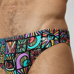 Slip Beachstar 5 cm, hommes, blanc/orange