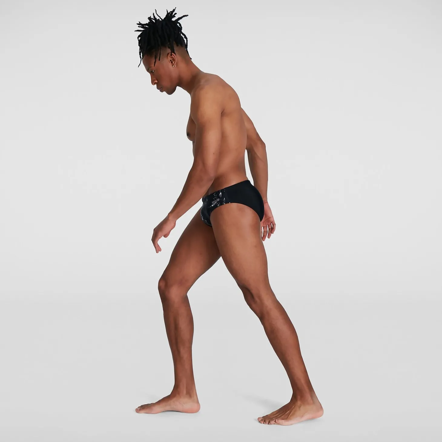 Slip de bain Allover Homme 7 cm noir/gris