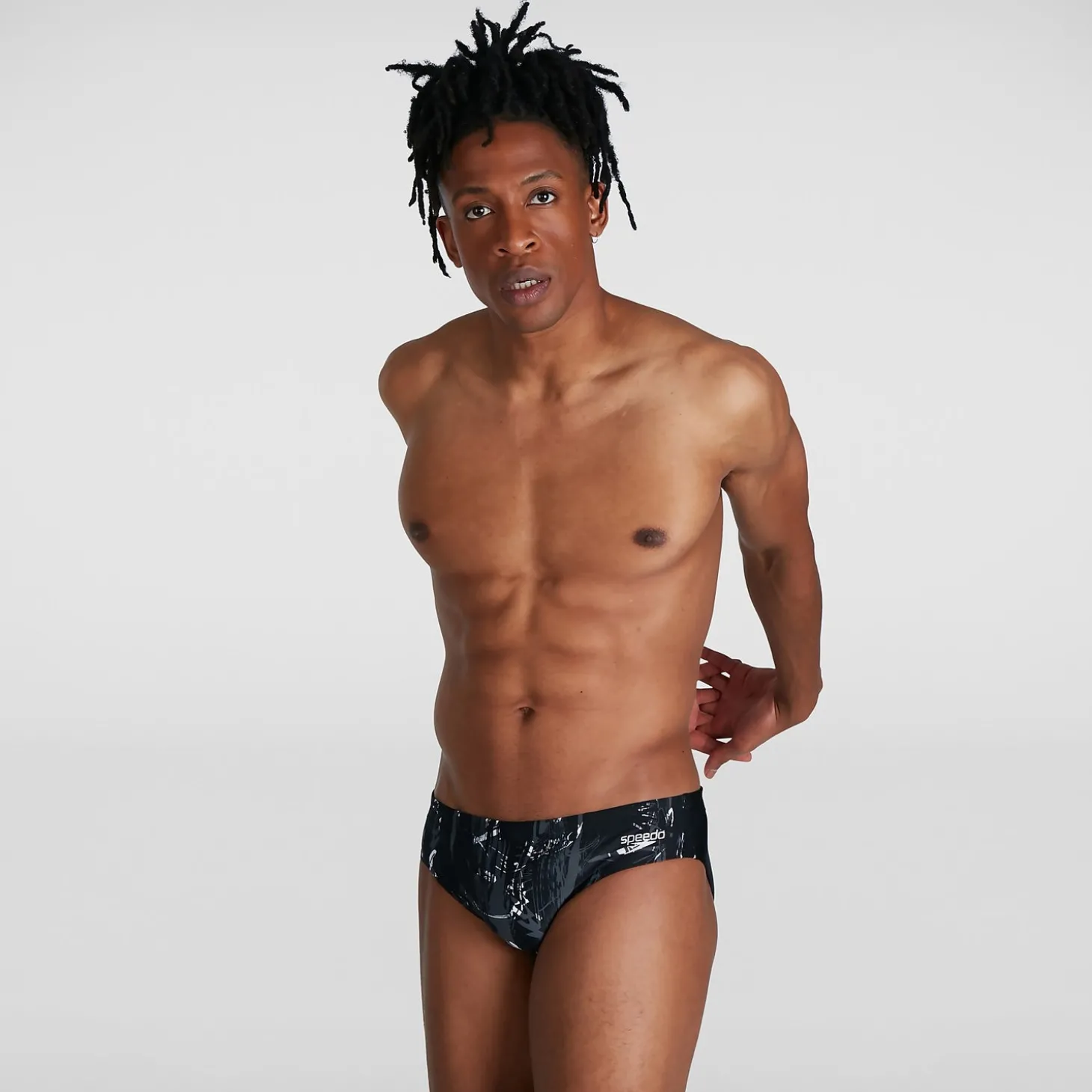 Slip de bain Allover Homme 7 cm noir/gris