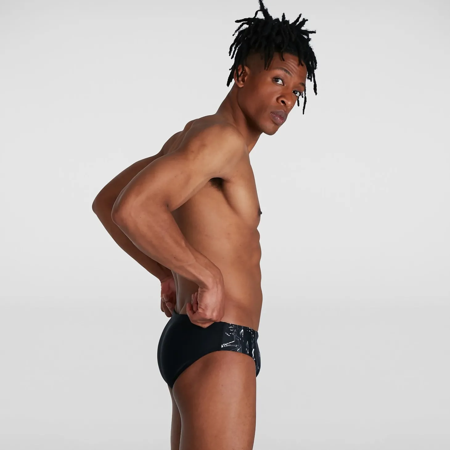 Slip de bain Allover Homme 7 cm noir/gris