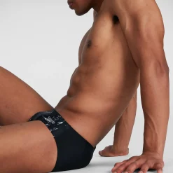 Slip de bain Allover Homme 7 cm noir/gris