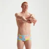 Slip de bain Club Training homme 17 cm Allover Digital Corail/vert/bleu