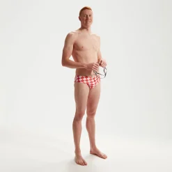 Slip de bain Club Training homme 8 cm Allover Digital Damier Rose/blanc