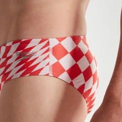 Slip de bain Club Training homme 8 cm Allover Digital Damier Rose/blanc