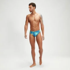 Slip de bain homme 7 cm Allover Digital Noir/bleu