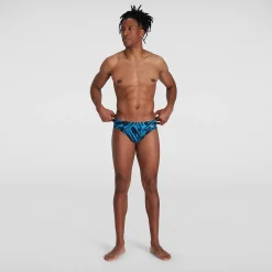 Slip de bain Homme Allover 7 cm noir/bleu