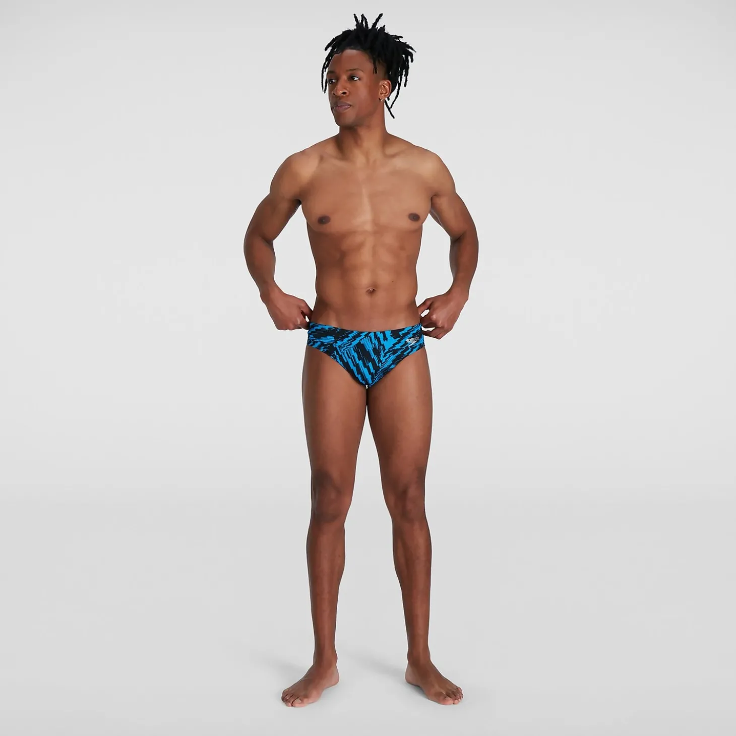 Slip de bain Homme Allover 7 cm noir/bleu