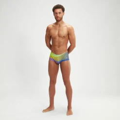 Slip de bain Homme Allover Digital 14 cm Noir/violet