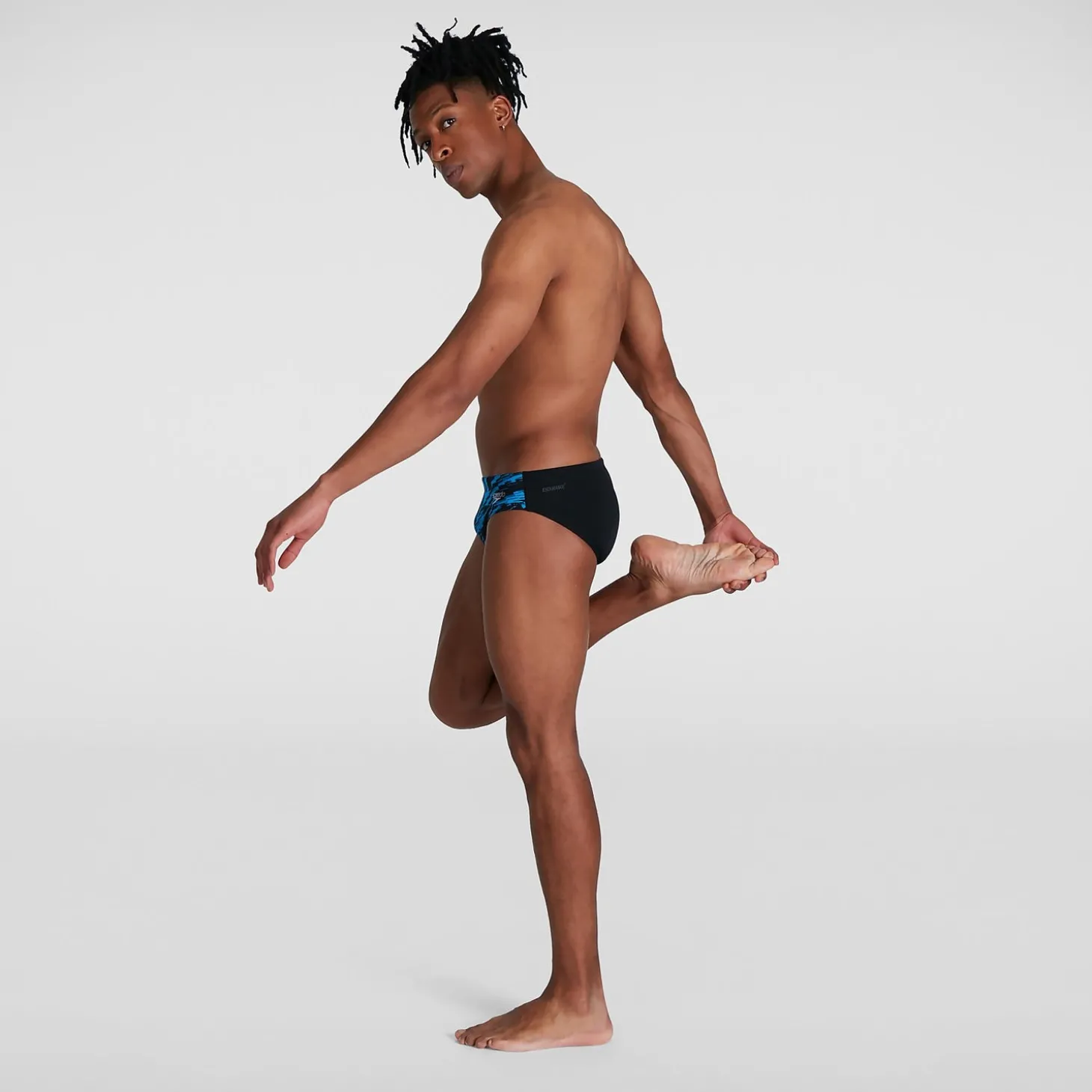 Slip de bain Homme Allover 7 cm noir/bleu