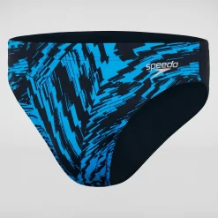 Slip de bain Homme Allover 7 cm noir/bleu