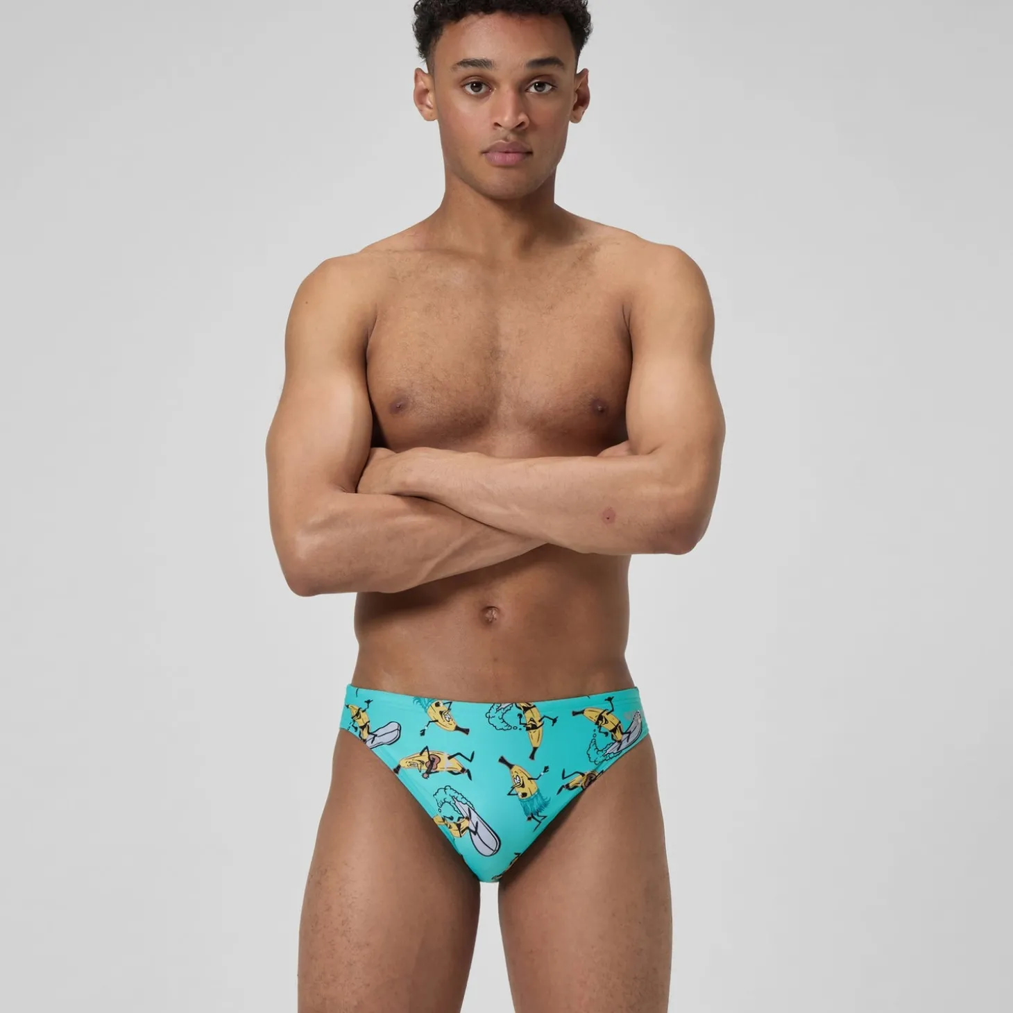 Slip de bain Homme Club Training imprimé 5 cm turquoise
