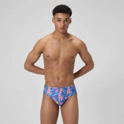 Slip de bain Homme Club Training imprimé 8 cm bleu marine/rose