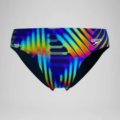 Slip de bain Homme Club Training imprimé 8 cm bleu marine/vert