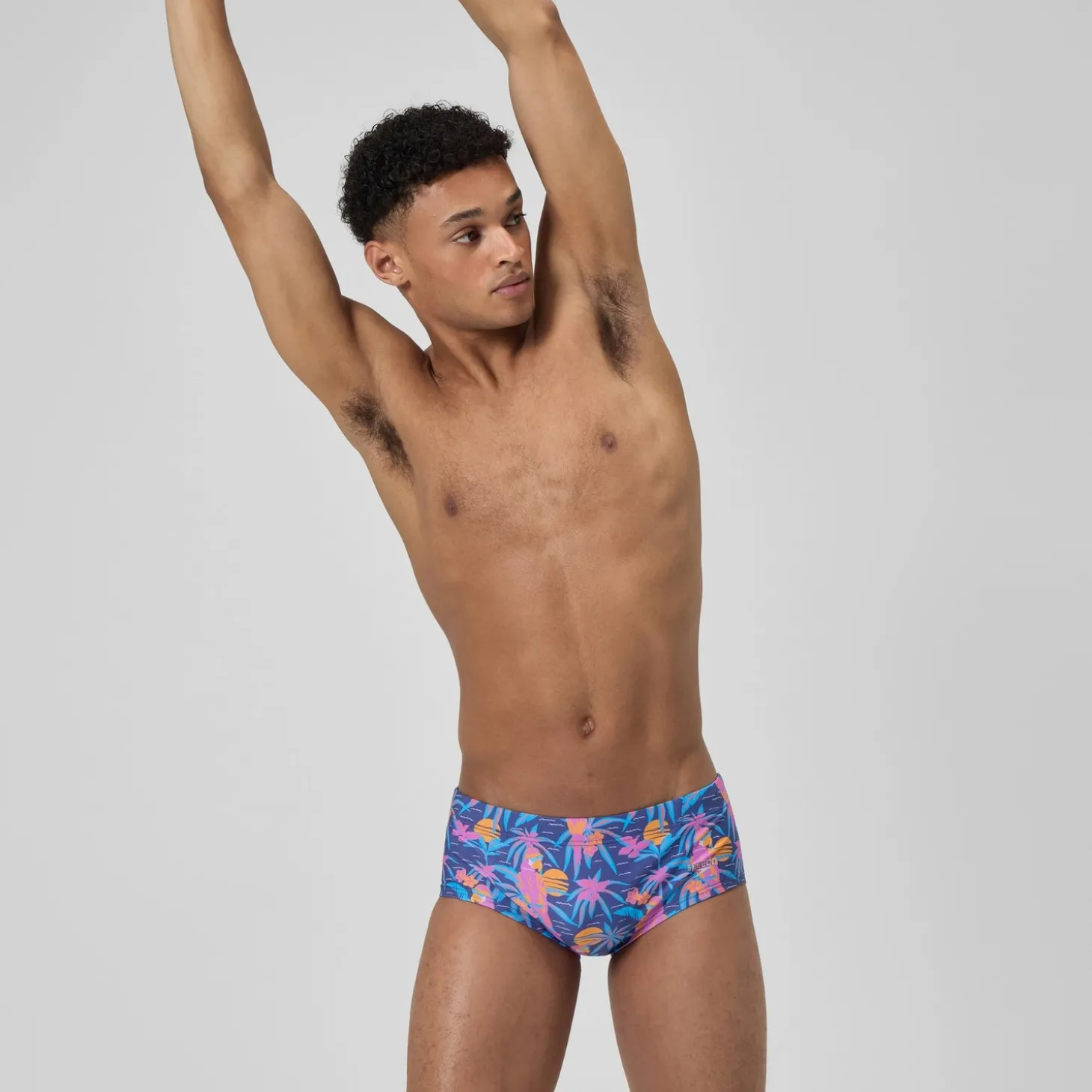 Slip de bain Homme Club Training imprimé 13,5 cm bleu marine/rose