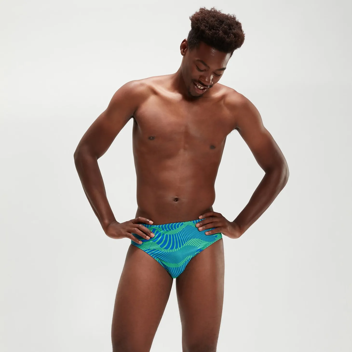 Slip de bain Homme Club Training Wavespace 8 cm bleu/vert