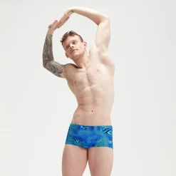 Slip de bain Homme Club Training Allover Digital 17 cm bleu marine/bleu