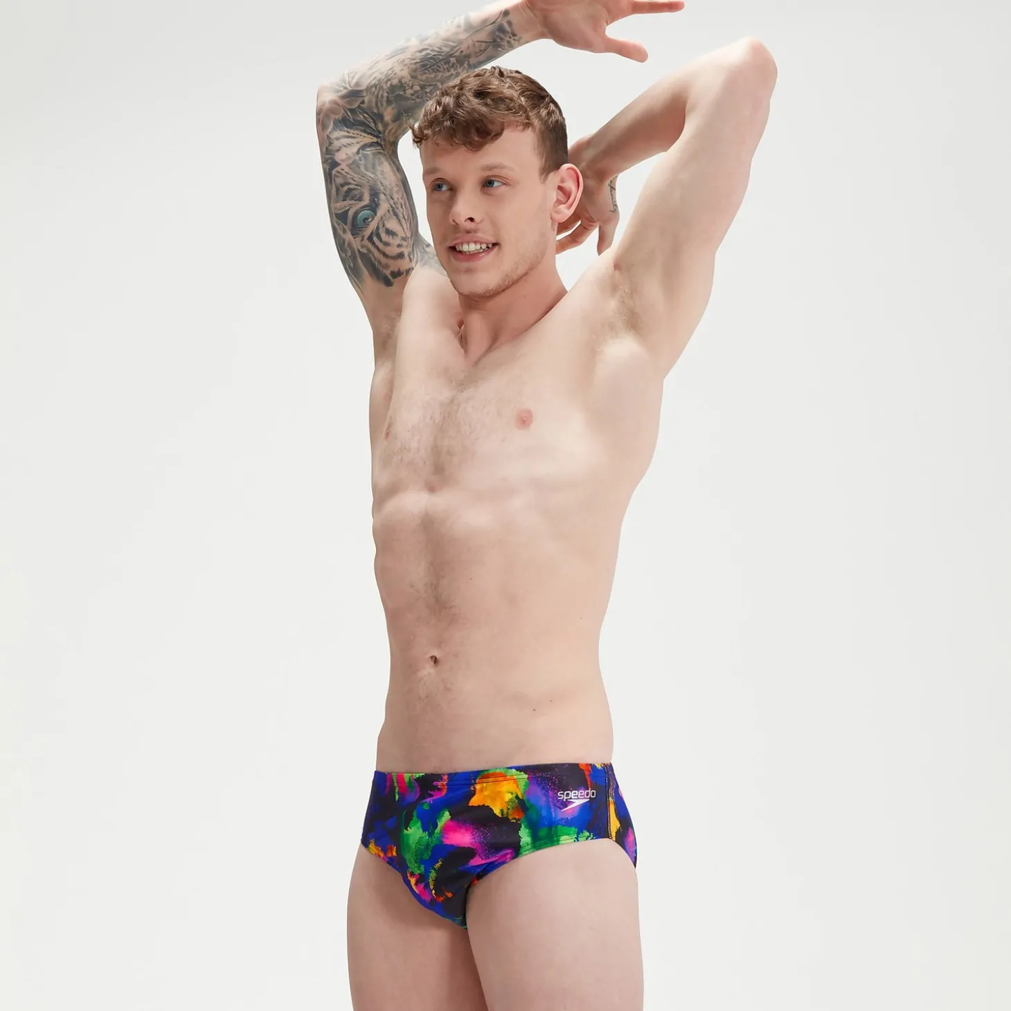 Slip de bain Homme Club Training Allover Digital 8 cm noir/mangue