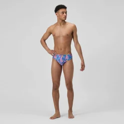 Slip de bain Homme Club Training imprimé 8 cm bleu marine/rose