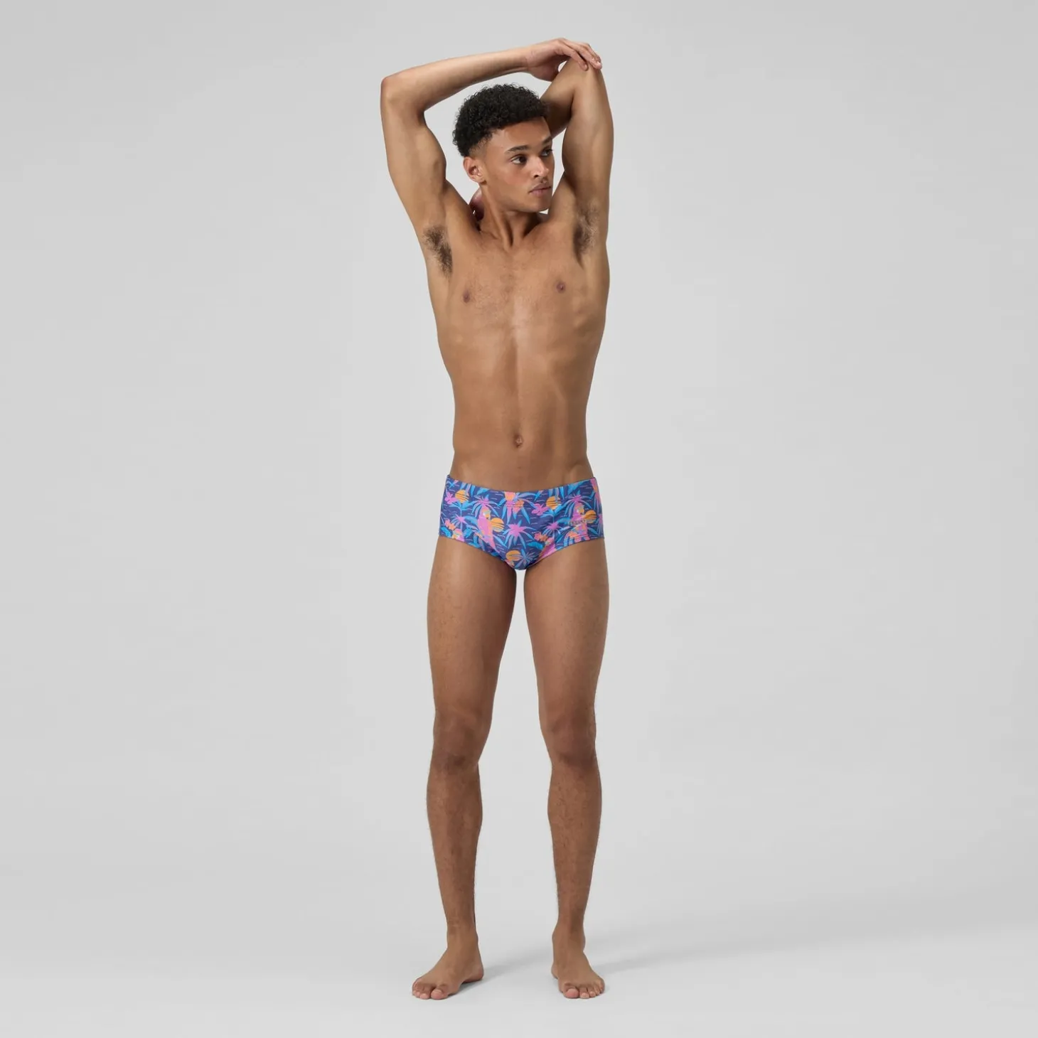 Slip de bain Homme Club Training imprimé 13,5 cm bleu marine/rose