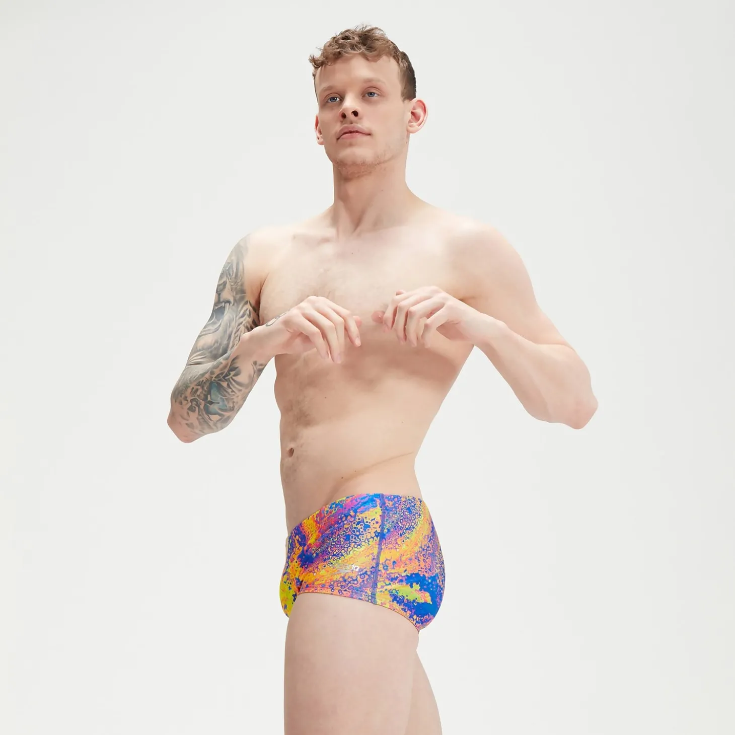 Slip de bain Homme Club Training Allover Digital 17 cm vert/mangue