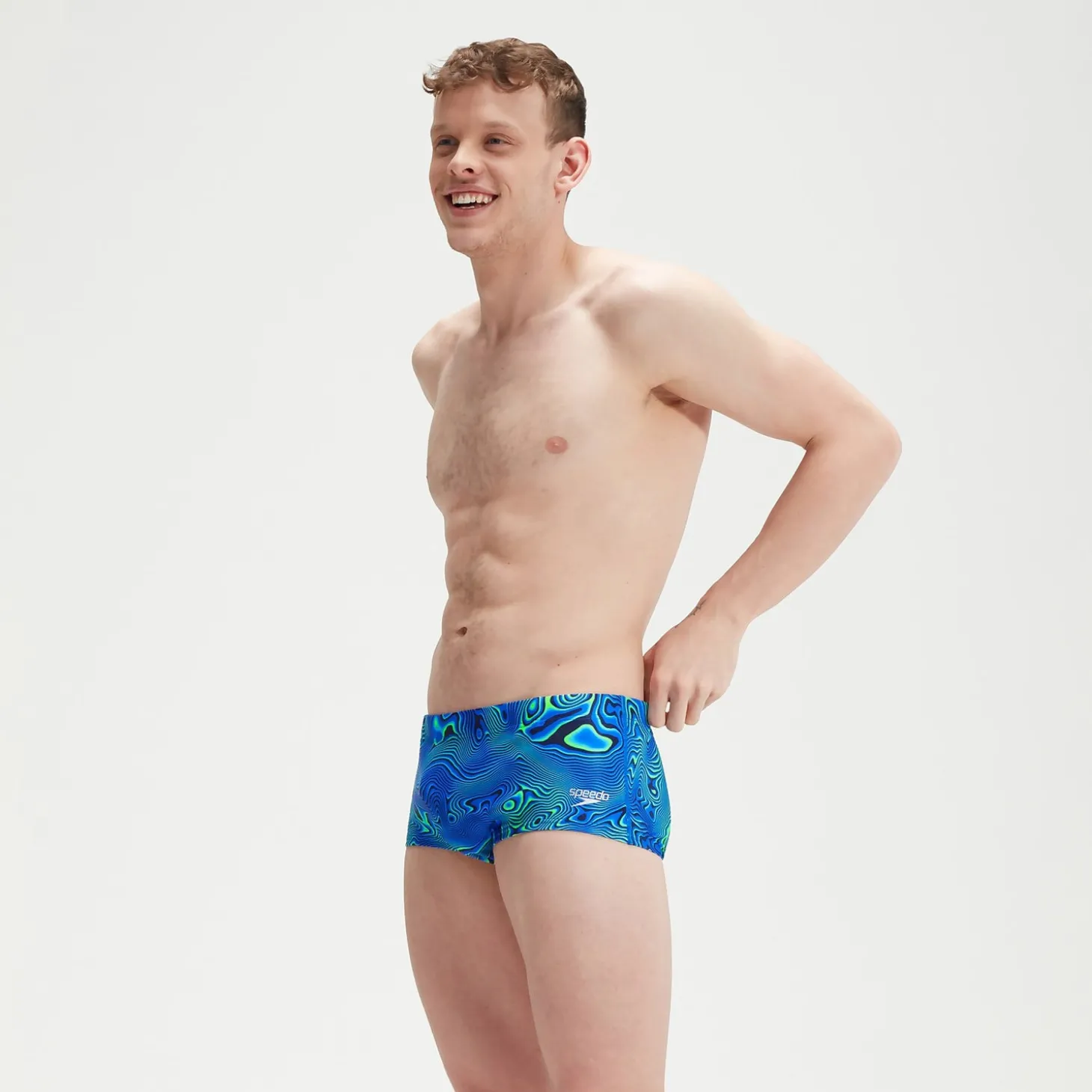 Slip de bain Homme Club Training Allover Digital 17 cm bleu marine/bleu