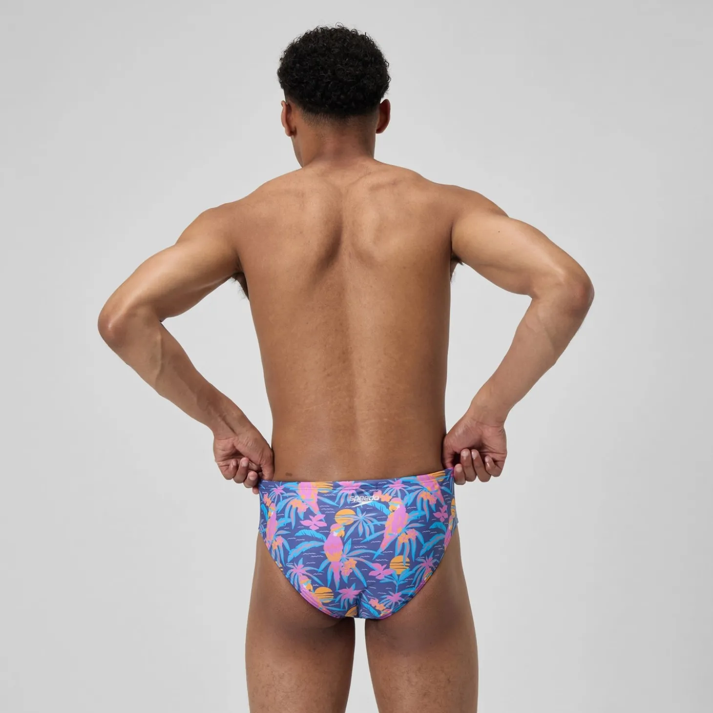 Slip de bain Homme Club Training imprimé 8 cm bleu marine/rose
