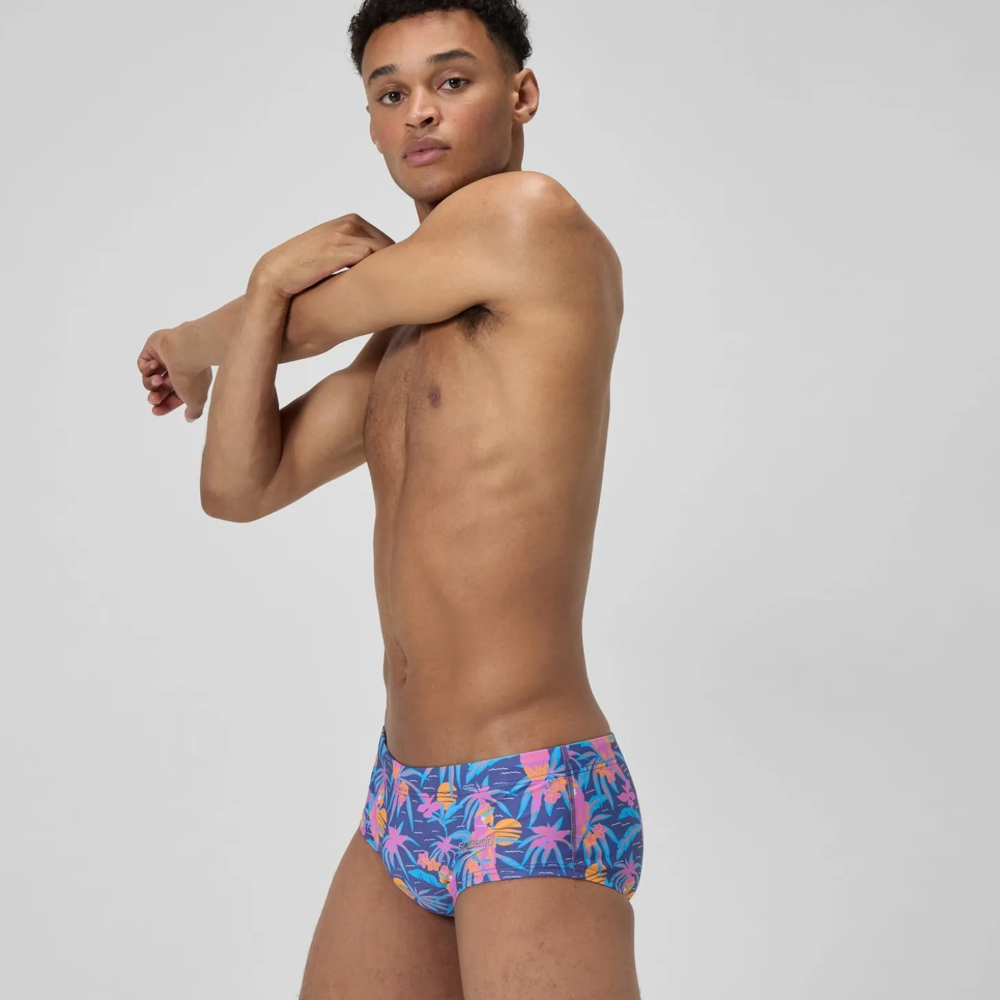 Slip de bain Homme Club Training imprimé 13,5 cm bleu marine/rose