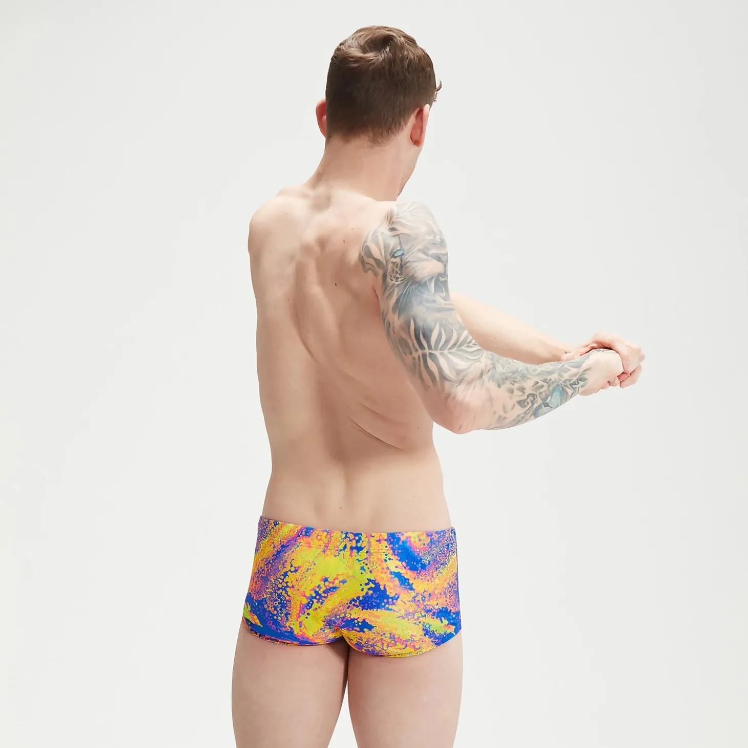Slip de bain Homme Club Training Allover Digital 17 cm vert/mangue