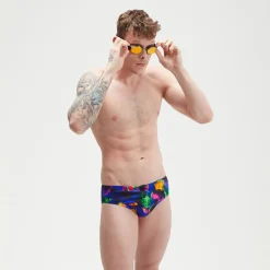 Slip de bain Homme Club Training Allover Digital 8 cm noir/mangue