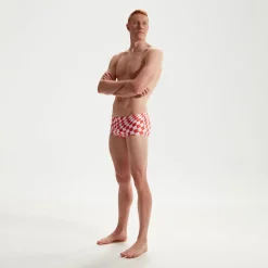 Slip de bain homme Club Training 17 cm Allover Digital Damier Rose/blanc