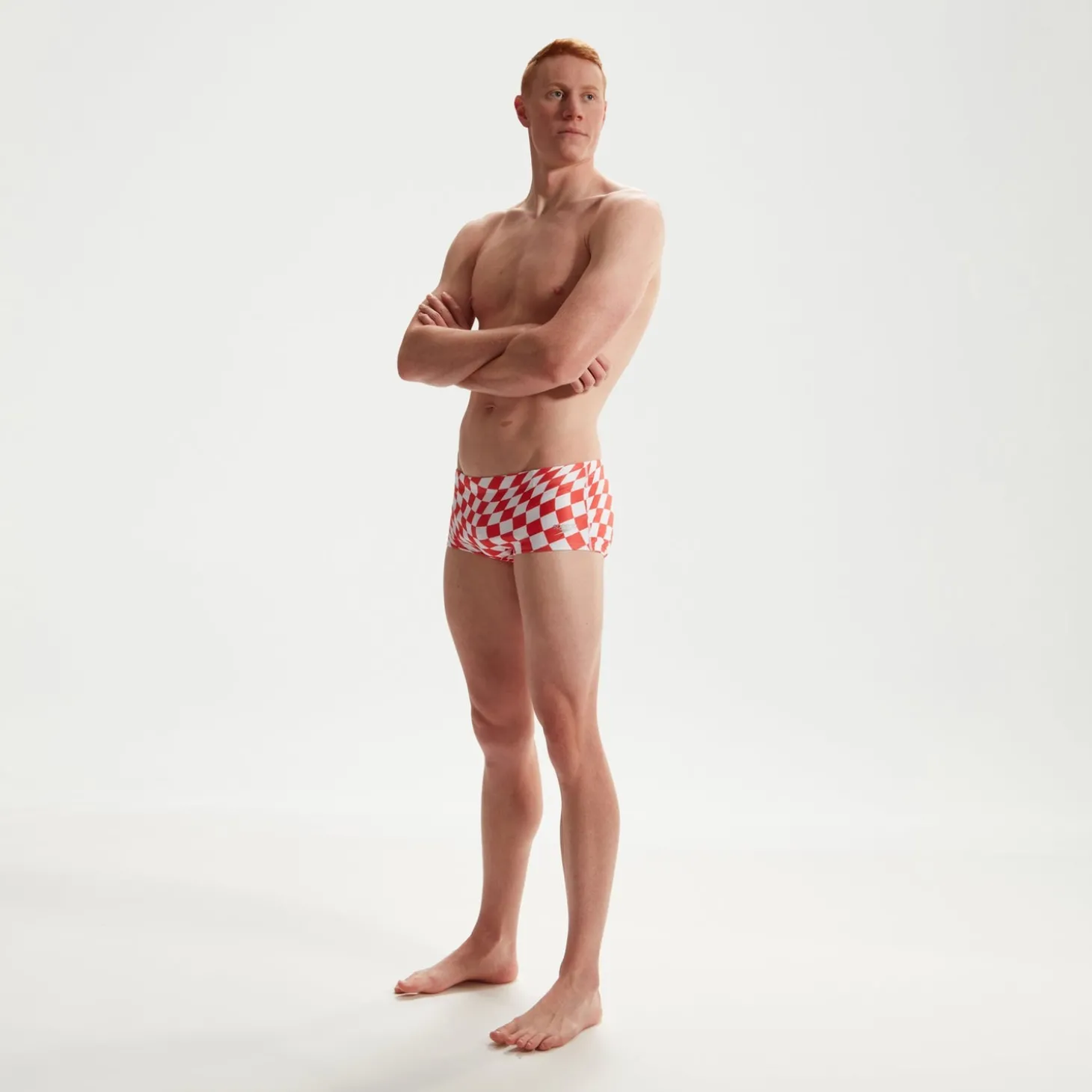 Slip de bain homme Club Training 17 cm Allover Digital Damier Rose/blanc