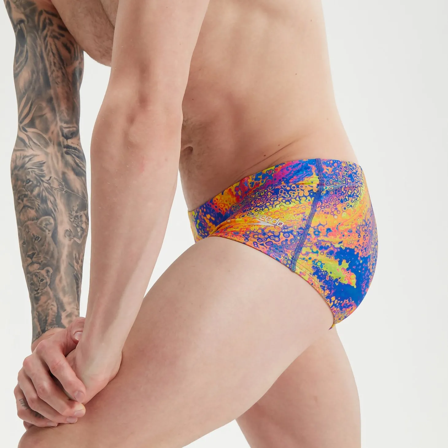 Slip de bain Homme Club Training Allover Digital 17 cm vert/mangue